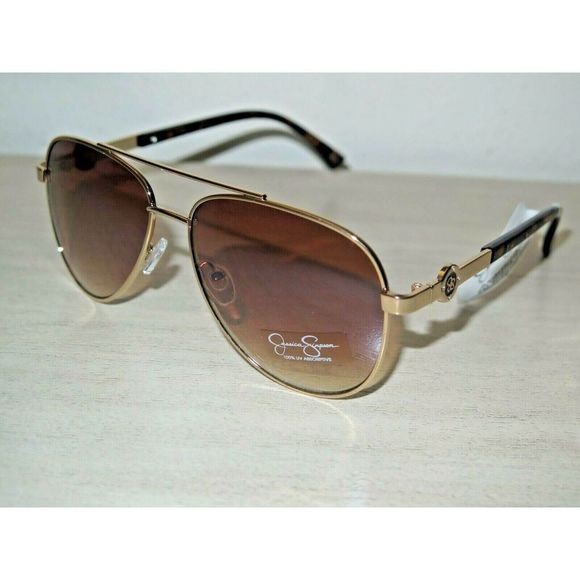 Jessica Simpson Gold Aviator Sunglasses Tortoise Shell Arms J5759-GLDTS $55 MSRP - Picture 1 of 12